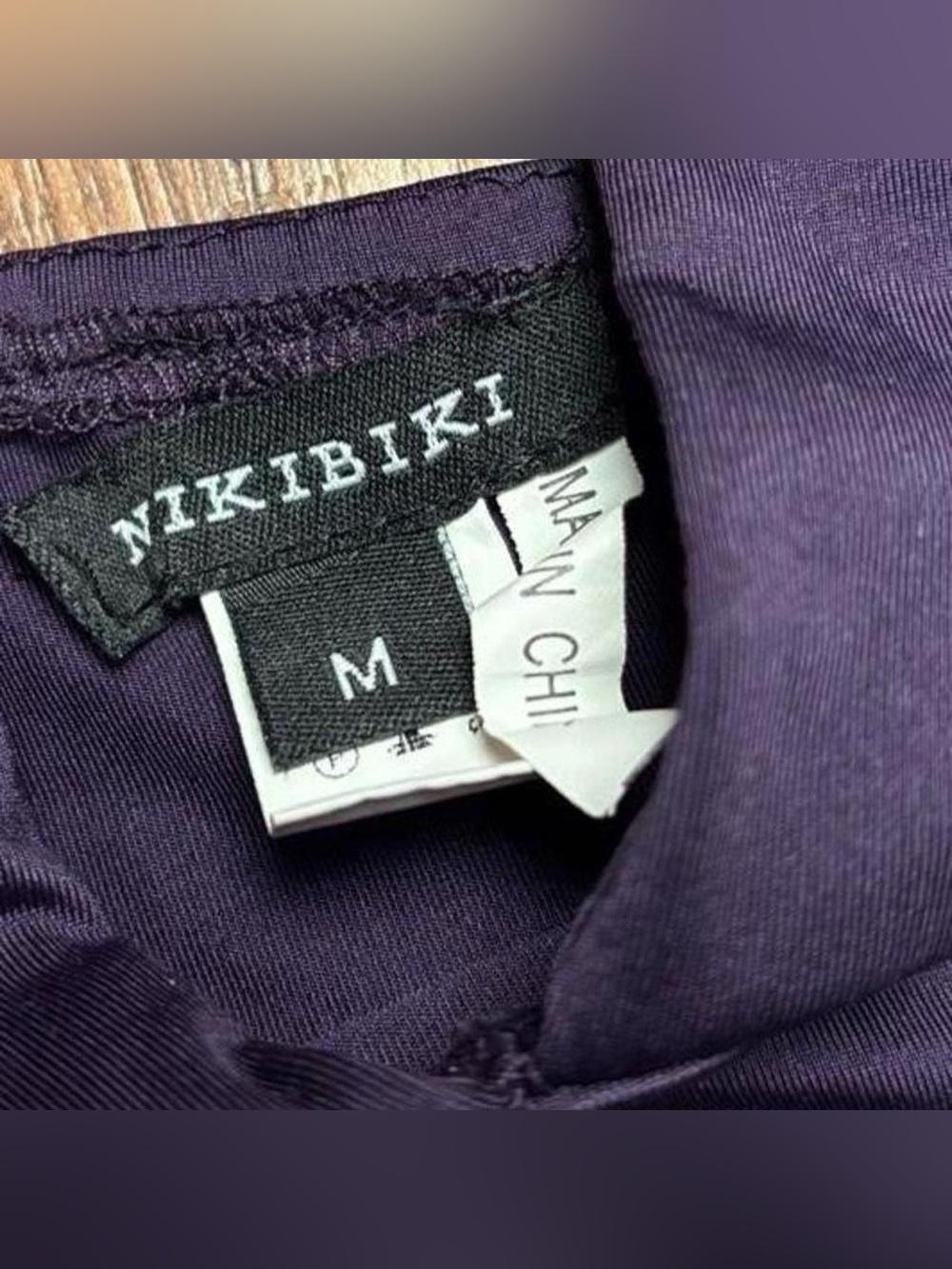 NIKIBIKI Purple Satin Bandage Dress W Silver Beaded Panels - Picture 6 of 8